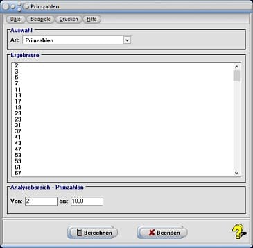 Primzahlen - Tabelle - Berechnen - Berechnung