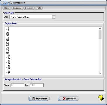 Gute Primzahlen - Tabelle - Berechnen - Berechnung