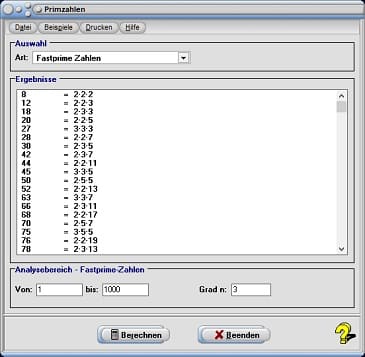 Fastprime Zahlen - Tabelle - Berechnen - Berechnung
