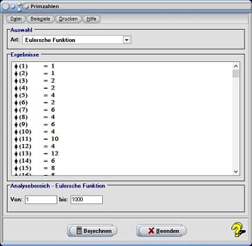 Eulersche Phi-Funktion - Tabelle - Berechnen - Berechnung