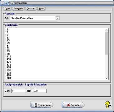 Sophie-Primzahlen - Tabelle - Berechnen - Berechnung