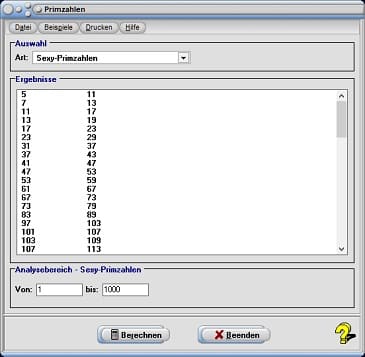 Sexy-Primzahlen - Tabelle - Berechnen - Berechnung