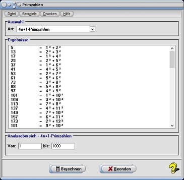 4n+1 - Primzahlen - Tabelle - Berechnen - Berechnung