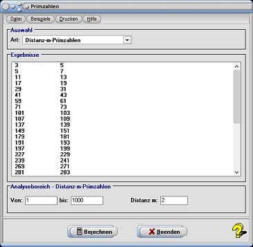 Distanz-m-Primzahlen - Tabelle - Berechnen - Berechnung