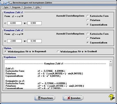 MathProf - Komplexe Zahlen - Goniometrische Form - Arithmetische Form - Kartesische Darstellung - Reziproke einer komplexen Zahl - Schreibweisen - Zahlenmenge - Komplexe Zahlen umformen - Addition - Subtraktion - Multiplikation - Division - Addieren - Subtrahieren - Multiplizieren - Dividieren - Logarithmieren - Operationen