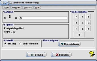 MathProf - Potenz - Potenzen - 0 als Potenz - Hoch 0 - Null hoch null - 2 - hoch - 3 hoch - 4 hoch - 5 hoch - 6 hoch - 7 hoch - 8 hoch - 10 hoch - 0 als Exponent - Potenzen mit gleicher Basis - Potenzen mit gleichem Exponenten - Hoch null - Quadrieren - Quadratzahlen - Kubikzahlen - Von - Bis - Berechnen - Formel