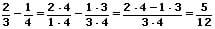 Mathprof - Brüche subtrahieren - Brüche - Subtraktion - Ungleichnamig - Beispiel - 2