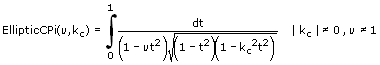 Komplementäres vollständiges elliptisches Integral 3. Gattung - Formel - Funktion