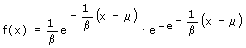 Extreme Value Type I–Verteilung - Dichte - Formel