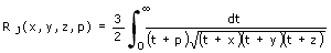 Carlson's elliptisches Integral 3. Gattung RJ - Formel - Funktion