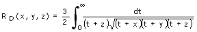 Carlson's elliptisches Integral 2. Gattung RD - Formel - Funktion