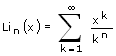 Ganzzahliger Polylogarithmus - Formel - Funktion
