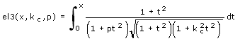 Bulirsch'sches unvollständiges elliptisches Integral 3. Gattung - Formel - Funktion
