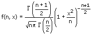 Student-t-Verteilung - Dichte - Formel