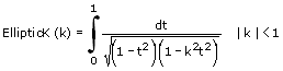 Komplettes elliptisches Integral 1. Art - Formel - Funktion