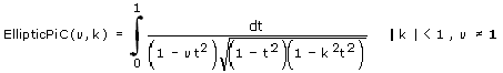 Vollständiges elliptisches Integral 3. Gattung - Formel - Funktion