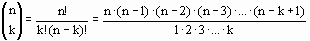Binomialkoeffizient - Koeffizienten - Formel - Gleichung - n über k