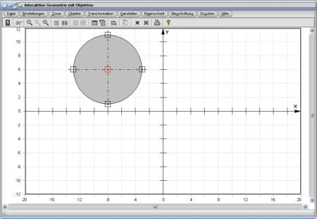 MathProf - Kreis - Markierung - Zeichnen - Gebilde - Figur - Objekt - Anfasser - Punkte - Ziehen - Bewegen - Vergrößern - Verkleinern