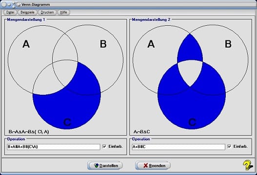 MathProf - Vereinigungsmenge - Mengendifferenz - Mengendiagramme - Mengenbeziehungen - Mengenoperationen - Vereinigung - Operationen - Mengendarstellung - Differenz - Mengenbildung - Zwei Mengen - Drei Mengen - Schreibweise - Verknüpfung - Diagramm - Operatoren - Multiplizieren - Addieren - Vereinigen - Beispiele - Rechner - Berechnen
