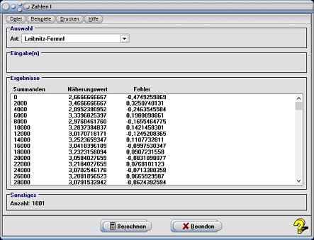 MathProf - Leibniz - Formel - Definition - Rechner - Berechnen - Berechnung - Tabelle