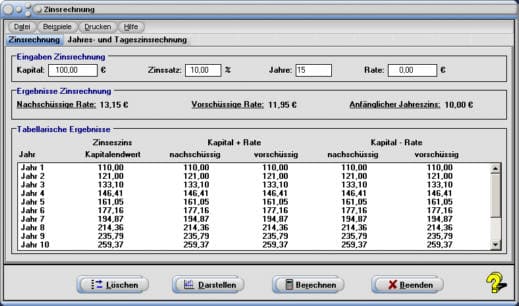 MathProf - Zinsrechnung - Tageszins - Jahreszins - Zinseszins - Rechner - Berechnen - Rate - Jahreszinsen - Tageszinsen - Zinsrechner - Tageszinsen berechnen - Monatszinsen berechnen - Jahreszinsen berechnen - Kapitalverzinsung - Zinsrechnungen - Zinsrate - Zinserträge - Zinseszinsen - Zinsperiode - Stetige Verzinsung - Praenumerando - Postnumerando - Nominaler Zinssatz - Nominaler Zins - Nominalzins - Nominalzinssatz - Dollar - Euro - Endbetrag