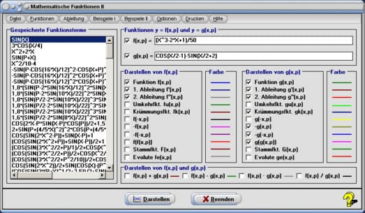MathProf - Ableitung - Funktion - Kurve - Inverse Funktion - Umkehrfunktion - Funktionen - Verkettung - Stammfunktion - Ableitungsfunktion  - 1. Ableitung - 2. Ableitung - Definition - Funktionen addieren - Funktionen subtrahieren - Funktionen multiplizieren - Funktionen dividieren - Zeichnerisch - Komposition von Funktionen - Zeichnen