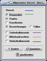 MathProf - Viereck - Diagonalen - Seitenhalbierende - Mittelsenkrechten - Winkelhalbierende - Punkte