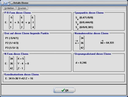 MathProf - Ebene - Spurpunkte - Durchstoßpunkte - Abstand - Gerade - Normalenvektor - Rechner - Berechnen - Berechnung - Zeichnen