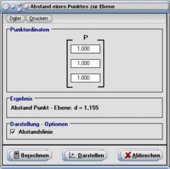 MathProf - Ebene - Punkt - Gerade - Spurpunkte - Abstand - Normalenvektor