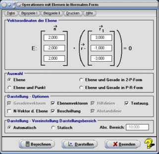 MathProf - Ebene - Normalenform - Punkt - Gerade - Lagebeziehung - Abstand - Durchstoßpunk - Spurpunkte