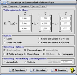 MathProf - Ebene - Punkt - Gerade - Lagebeziehung - Abstand - Durchstoßpunkt - Spurpunkte - Parametergleichung - Punktrichtungsgleichung