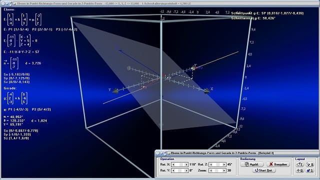 MathProf - Ebenen - 3D - Geraden - Vektorielle Darstellung von Ebenen - Analytische Geometrie - Ebenengleichungen in Punkt-Richtungs-Form - Ebene in Parameterform - Ebenengleichung in Parameterform - Ebene grafisch darstellen - Parametergleichung einer Ebene - Parameterdarstellung einer Ebene - Ebene im Raum - Rechner - Berechnen