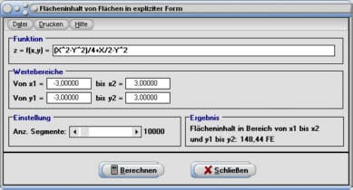 MathProf - Explizite 3D-Fläche - Flächeninhalt - Raum - Flächenfunktion - Plotter - Dreidimensionale Funktion - Mehrdimensionale Funktion