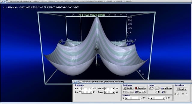 MathProf - Dreidimensionale Funktion - 3D-Fläche im Raum - 3D-Fläche - 3D Funktion - 3D Funktionen - 3D Funktionsplotter - Mehrdimensionale Funktionen - Flächenfunktion - Dreidimensionale Funktion - Funktion f(x y) - f(x,y) - Plotter - Funktionen mit mehreren Variablen - 3D-Koordinatensystem - 3D-Plotter - 3D-Plot - 3D-Grafik - Funktionsplotter - Funktionen mehrerer Variablen - Grafische Darstellung - Funktionen mit mehreren Variablen - Funktion mit 2 Variablen - Funktionen mit 2 Variablen - Flächen im Raum - Grafisch - Darstellen - Plotten - Graph - Grafik - Zeichnen - Schaubild - 2
