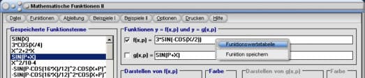 MathProf - Terme speichern - Darstellung - Graph - Graphik - Plot - Kurven