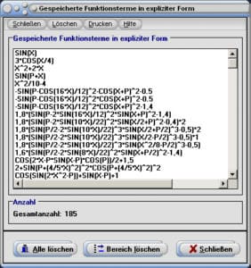 MathProf - Gespeicherte Funktionen - Funktionsterme - Terme - Funktionen - Funktion - Speichern