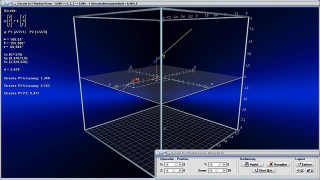 MathProf - Geraden im Raum - Vektorielle Darstellung - Windschiefe Geraden - Schnittwinkel windschiefer Geraden - Parameterdarstellung - Parameterform - Gerade im Raum - Vektorielle Gleichung - Parametergleichung - Rechner - Berechnen - Zeichnen