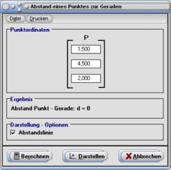 MathProf - Gerade - Abstand - Punkt - Windschiefe Gerade - Schnittwinkel - Durchstoßpunkt - Rechner - Berechnen - Berechnung - Zeichnen