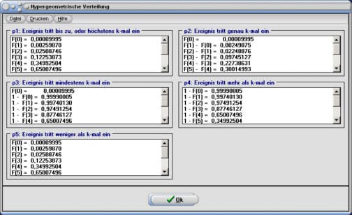 MathProf - Hypergeometrische Verteilung - Ereigniswahrscheinlichkeit - Zufallsvariable - Erwartungswert - Zufallsgröße - Wahrscheinlichkeitsfunktion - Wahrscheinlichkeitsverteilung - Wahrscheinlichkeitstabelle - Rechner - Berechnen