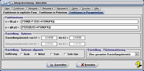 MathProf - Integralberechung - Parameterdarstellung - Parametrisierte Kurven - Flächeninhalt - Schwerpunkt - Parameter - Integralfunktion - Grafisch - Darstellen - Plotten - Graph - Grafik