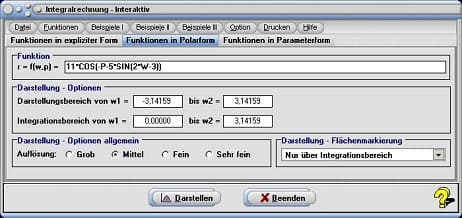 MathProf - Integral - Polarkoordinaten - Fläche - Integrieren - Integralrechnung - Grafisch - Darstellen - Plotten - Graph - Grafik - Zeichnen - Plotter