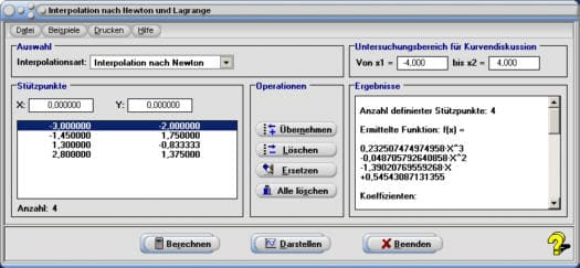 MathProf - Interpolation - Newton - Nichtlineare Interpolation - Polynominterpolation - Interpolationsmethoden  - Newtonsche Interpolationsformel - Funktion interpolieren - Näherungspolynom - Lagrange - Interpolieren - Polynom - Lagrangesches Interpolationsverfahren - Tabelle - Rechner - Berechnen