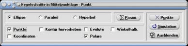 MathProf - Kegelschnitt - Gerade - Berührpunkte - Tangenten - Punkt - Abstand - Plotter