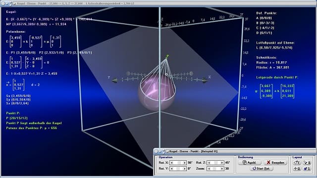 MathProf - Kugel - Ebene - Kugelgleichung - Ebenengleichung - Polarebene - Tangentialkegel - Normalenvektor - Richtungsvektor - Ortsvektor - Schnittebene - Tangentialkegel