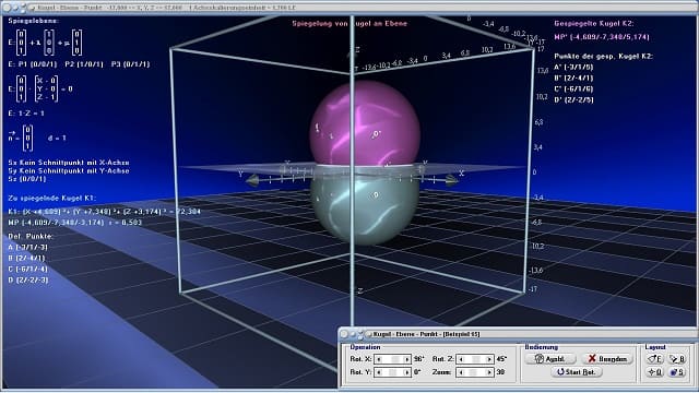 MathProf - Kugel - Ebene - Punkt - Abstand - Distanz - Tangentialebene - Tangentialebene einer Kugel - Tangentialkegel - Schnittkreis - Gleichung - Schnittkreis Kugel Ebene - Schnittebene - Polarebene - Kugelgleichungen - Spiegelung einer Kugel an einer Ebene - Vektoren - Rechner - Berechnen