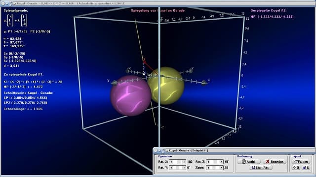 MathProf - Kugel - Gerade - Schnittpunkt - Abstand - Lagebeziehung - Lage - Kugelgleichung - Kugelgleichung und Geradengleichung - Schnittpunkte - Lagebeziehung Kugel Gerade - Sehnenlänge - Durchstoßpunkte - Rechner - Berechnen