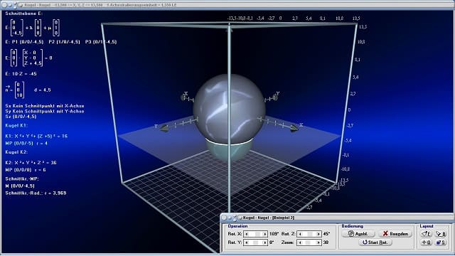 MathProf - Potenzebene einer Kugel - Lage zweier Kugeln - Formel - Schnitt zweier Kugeln - Gegenseitige Lage von Kugeln - Kugelgleichungen - Kugelberechnung - Rechner - Berechnen