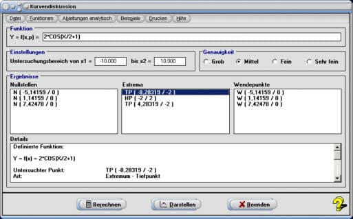 MathProf - Kurvendiskussion - Ableitung - Ableitung berechnen - Ableitung bestimmen - Potenzregel - Faktorregel - Summenregel - Differenzregel - Produktregel - Konstantenregel - Quotientenregel - Kettenregel - Beispielaufgabe - Funktion ableiten - Vollständige Kurvendiskussion - Nullstellen - Pole - Hochpunkte - Tiefpunkte - Wendepunkte - Differentialrechnung  - 1. Ableitung - 2. Ableitung - Funktionseigenschaften - Krümmungsverhalten - Funktionsuntersuchung - Kurvenuntersuchung - Rechner - Berechnen