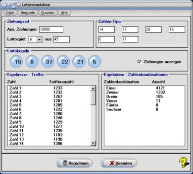 MathProf - Lotto-Ziehung - Lotto-Simulation - Lotto-Zahlen - Trefffer - Häufigkeit - Wahrscheinlichkeitsrechnung - Zufallsgenerator - 6 aus 49 - Richtige - 3 - Richtige - 4 Richtige - 5 Richtige - 6 Richtige - Zurücklegen - Simulator - Algorithmus - Berechnung - Reihenfolge - Lottoergebnisse - Lottotreffer - Lottoziehung