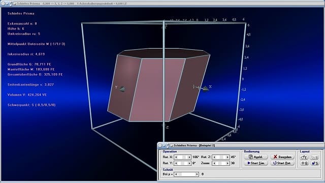MathProf - Schiefes Prisma - Flächeninhalt - Definition - Volumen - Oberfläche - Grundfläche - Rauminhalt - Geometrische Körper - Höhe - Eigenschaften - Formeln - Darstellen - Plotten - Graph - Grafik - Zeichnen - Plotter - Rechner - Berechnen - Schaubild